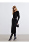 Alita City Lcw Vision Black Knitwear Plain Standard & Regular Boat Neck Long Dress with a Difference