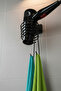 Adhesive Black Spiral Blow Dryer Holder and Towel Rack - No Drilling Installation - 3