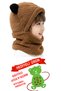 3-6 Years Old Plush Panda Children's Beanie Teddy Bear Hooded Ear Welsoft Beanie Windproof Hat with Neck Collar - 2
