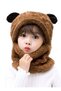 3-6 Years Old Plush Panda Children's Beanie Teddy Bear Hooded Ear Welsoft Beanie Windproof Hat with Neck Collar - 5