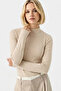 Women's Beige Stand Collar Ultra Soft Body Blouse - 2