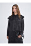 Alita City with a Difference from the Lcw Modest Black Satin Plain Tie-Neck Long Sleeve Women's Blouse