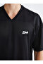 Xside Black V-Neck Short Sleeve Printed Men's T-Shirt - 3