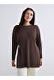 Brown Crew Neck Gathered Women's Tunic from Plus-Store - 2