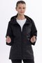 Women's Black Lined Wind Resistant Hooded Sports Raincoat with Pockets - Windbreaker Jacket