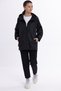Women's Black Lined Wind Resistant Hooded Sports Raincoat with Pockets - Windbreaker Jacket - 3