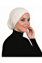 Buttoned Brocade Cream Ready-To-Wear Turban Hijab Bonnet Suitable for Medical Use - 2