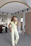 Pastel Yellow Trousers with Elastic Waist Lycra
