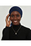 Lace Tulle Navy Blue Ready-To-Wear Turban Hijab Bonnet Suitable for Medical Use - 3