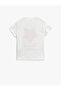 Girl's Ecru Cotton Short Sleeve Crew Neck T-Shirt - 2