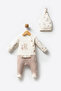 100% Organic Cotton You and Me Bear Button Baby Jumpsuit