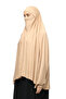 Sleeve Souffle Abaya with Veil Practical Hijab Hijab - Nikaplı Prayer Cloth Dark Beige - 5