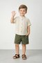Stylish Patterned Shirt Striped Waist-Adjustable Short-Sleeve Shorts 2-Piece Set for Kids and Baby Clothing Special - 3