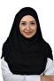 وشاح عمامة جاهز برباط مطوي عملي حجاب حجاب - غطاء صلاة - أسود