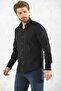 Slim Fit Long Sleeve Oxford Easy-Iron Men's Shirt with Gift Box - Black