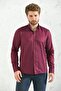Slim Fit Long Sleeve Oxford Easy-Iron Men's Shirt with Gift Box - Claret Red