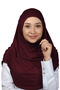 وشاح عمامة جاهز برباط مطوي حجاب حجاب - غطاء صلاة - أحمر كلاريت - 4