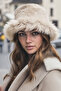 Russian Kalpak Hat Women's Fur Plush Winter Hat, Soft Textured, Warm Keeping Kalpak Model
