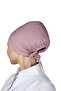 Women's Practical Lace-Up Hijab Combed Cotton Bonnet Dark Pink - 2