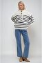 Ecru Stripe and Button Detailed Mock Neck Knitwear Sweater 1393 - 4