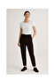 Women's Dark Brown Elastic Waist Ankle Length Double Fabric Pants - 3
