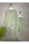 Girls' Pajama Set Green Fruit Themed 100% Cotton Terry Fabric Long Sleeves - 8