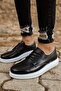 Classic premium vegan leather classic men's shoes black white - 2