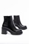 Zri̇n-3020 Premium Black Zippered Thick Heeled Winter Women's Boots - 2