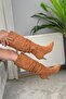 Women's Tamara Tan Suede Bellows Pointed Toe Nail Heel Boots
