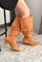 Women's Tamara Tan Suede Bellows Pointed Toe Nail Heel Boots - 2