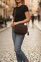 Brown Quilted Women's Shoulder Bag with Thick Cross Strap - 2