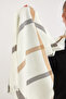 Women's Shawl / Scarf White Striped Plaid - Çe1003 - 2