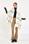 Women's Shawl / Scarf White Striped Plaid - Çe1003 - 7