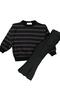 Striped Top Cotton Twill Bottom Lycra Fabric with Slit Spanish Pants Girl's Set - 2