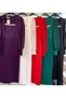 Women's U Collar Sleeves Tulle Collar Stone Detail Evening Dress (Color) - 7