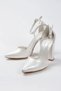 Women's Pearl Faux Leather Skin Closed Back Pointed Toe High Heeled Stylish Shoes - 5