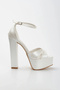 Women's Pearl Faux Leather Skin Cross-Strapped High Platform Blunt Toe Heels Comfortable and Stylish Shoes - 6