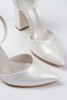 Women's Pearl Faux Leather Skin Closed Back Pointed Toe High Heeled Stylish Shoes - 3