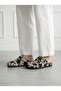Women's Genuine Leather Boston Model Cow Patterned Anatomical Cork Sole Sabo Slippers - 2