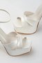 Women's Pearl Faux Leather Skin Cross-Strapped High Platform Blunt Toe Heels Comfortable and Stylish Shoes - 5