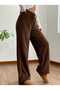 Plush Bottom Sweatpants Comfortable Elastic Waist for Autumn and Winter, Coffee Color Warm Pants, Women