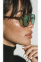 Retro Pilot Leopard Pattern Sunglasses Green Glass Uv400 - 4