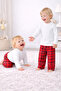 Children's Baby Pajama Set Long Sleeve Plaid Red