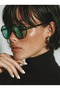 Retro Pilot Leopard Pattern Sunglasses Green Glass Uv400 - 3