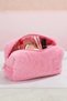 Pink Plush Makeup Bag – Women's Cosmetic Bag with Zipper, Soft Texture, and Inner Lining