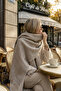 Viral Soft Touch Tassel Detailed Wool Textured Sandstone Color Winter Shawl / Long Scarf - 2