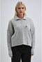 Gray Teddy Bear Embroidered Polo Neck Knitted Sweater 1388 - 3