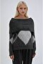 Gray Baklava Patterned Madonna Collar Knitwear Sweater 1387 - 3