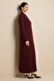 Zigzag Patterned Long Knitwear Cardigan R4470 Claret Red - 3