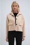 Beige Buttoned Suede Short Basic Jacket 6176